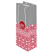 Nordic Snowflake Pattern Custom Name Kersttern Wijn Cadeautas (Voorkant Gekanteld)