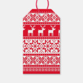 Nordic Snowflake Reindeer Ugly KerstSweater Cadeaulabel (Voorkant)
