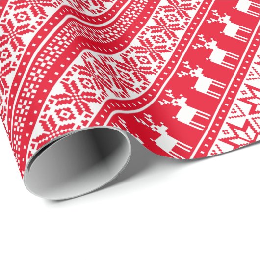 Nordic Snowflake Reindeer Ugly KerstSweater Cadeaupapier (Rol Hoek)