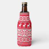 Nordic Snowflake Reindeer Ugly KerstSweater Flesjeskoeler (Fles Voorkant)