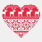Nordic Snowflake Reindeer Ugly KerstSweater Hart Sticker (Voorkant)
