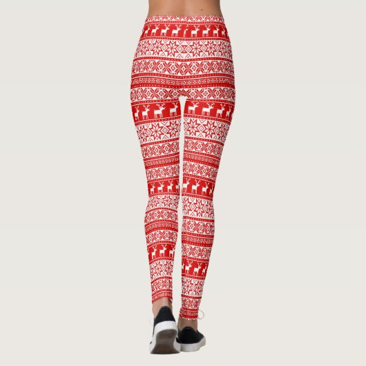 Nordic Snowflake Reindeer Ugly KerstSweater Leggings (Achterkant)