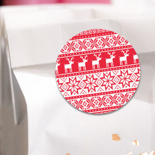 Nordic Snowflake Reindeer Ugly KerstSweater Ronde Sticker