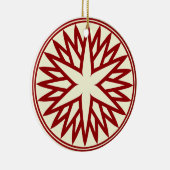 Nordic Snowflake (Rood op Ivoor) Gepersonaliseerd Keramisch Ornament (Rechts)