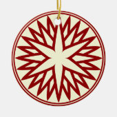 Nordic Snowflake (Rood op Ivoor) Gepersonaliseerd Keramisch Ornament (Voorkant)