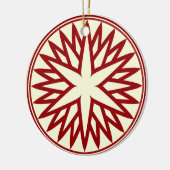 Nordic Snowflake (Rood op Ivoor) Gepersonaliseerd Keramisch Ornament (Links)