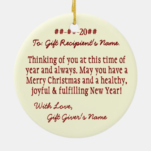 Nordic Snowflake (Rood op Ivoor) Gepersonaliseerd Keramisch Ornament (Achterkant)