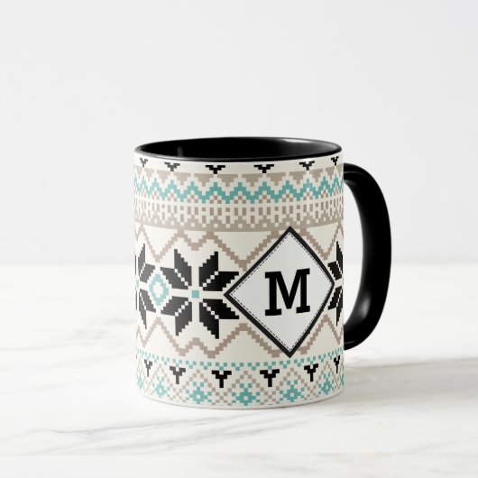 Nordic Snowflake Winter Sweater Patroon Mok (Voorkant rechts)