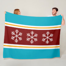 Nordic Snowflakes Bold Red White Azure Stripes