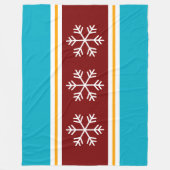 Nordic Snowflakes Bold Red White Azure Stripes Fleece Deken (Voorkant)