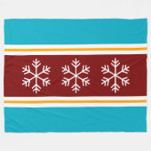 Nordic Snowflakes Bold Red White Azure Stripes Fleece Deken (Voorkant (Horizontaal))