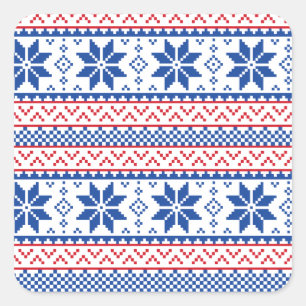 Nordic Snowflakes Kerstpatroon Vierkante Sticker