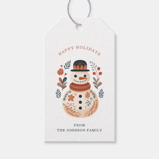 Nordic Snowman Gift Labels Cadeaulabel (Voorkant)
