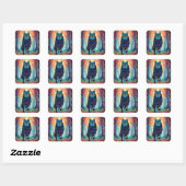 Nordic Spirit Wolf Vierkante Sticker (Vel)