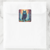 Nordic Spirit Wolf Vierkante Sticker (Tas)