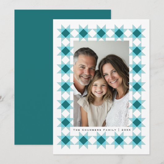 Nordic Star Lijst Blue Aqua Feestdagenkaart (Voorkant / Achterkant)