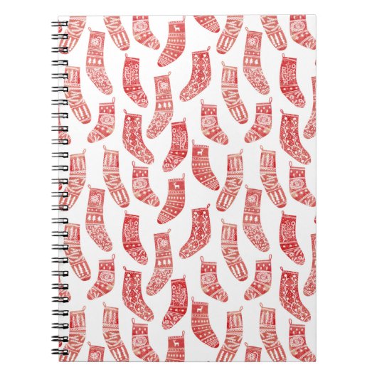 Nordic Stockings Red en White Notitieboek (Voorkant)