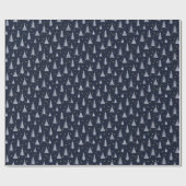 Nordic Stone Blue-Grey kerstbomen donker Cadeaupapier (Vlak)
