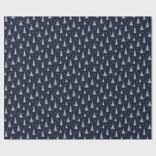 Nordic Stone Blue-Grey kerstbomen donker Cadeaupapier (Vlak)