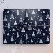 Nordic Stone Blue-Grey kerstbomen donker Cadeaupapier