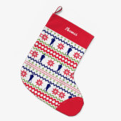 Nordic Style Baseball Player Pattern Christmas Grote Kerstsok (Voorkant (Hangend))