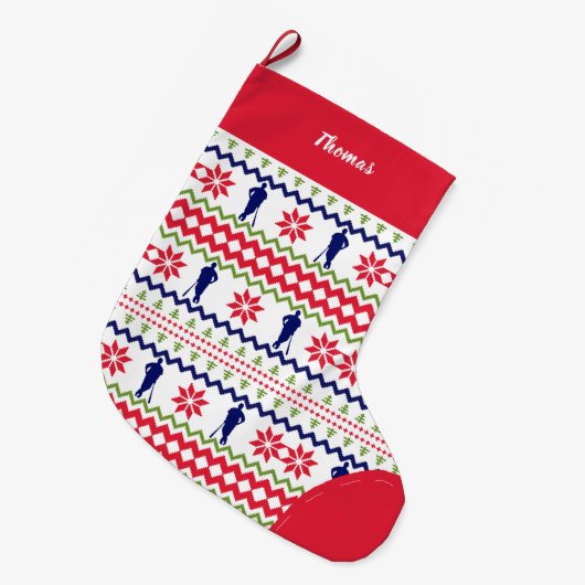 Nordic Style Baseball Player Pattern Christmas Grote Kerstsok (Voorkant (Hangend))