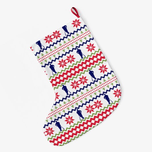Nordic Style Baseball Player Pattern Christmas Grote Kerstsok (Achterkant (Hangend))