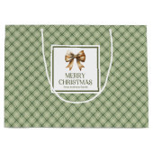 Nordic Style Christmas Gift Bag Soft Beige Gold Groot Cadeauzakje (Voorkant)