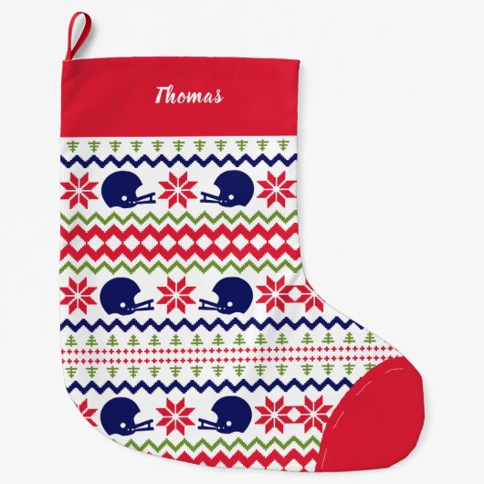 Nordic Style Football Helmut Pattern Christmas Grote Kerstsok (Voorkant)