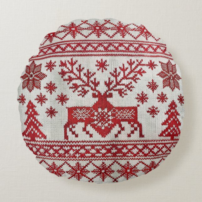 Nordic Style geborduurd kerst Sierkussen Rond Kussen (Voorkant)