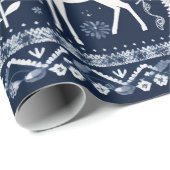 Nordic Style Herten Blauw Kerstmis Cadeaupapier (Rol Hoek)