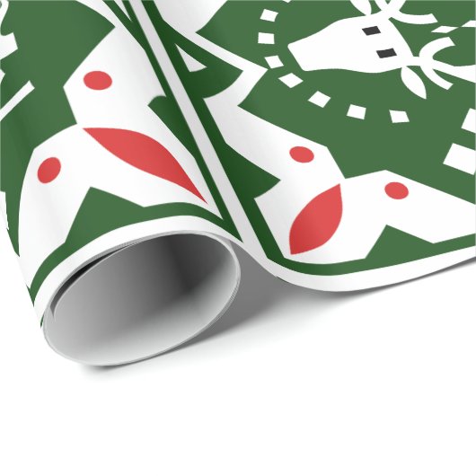 Nordic Style Kerstvakantie rendier rood groen Cadeaupapier (Rol Hoek)