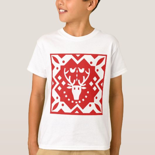 Nordic Style Kerstvakantie rendier rood T-shirt (Voorkant)