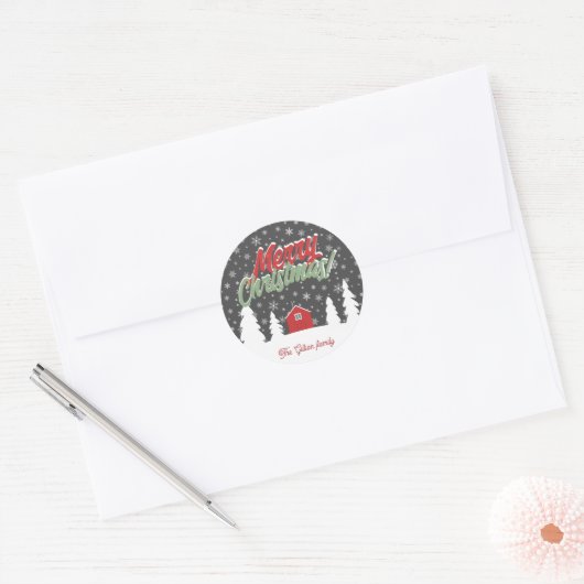 Nordic Style Merry Christmas Ronde Sticker (Envelop)