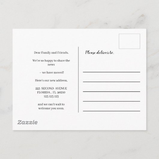 Nordic Style Moving Announcement Briefkaart – Scan (Achterkant)