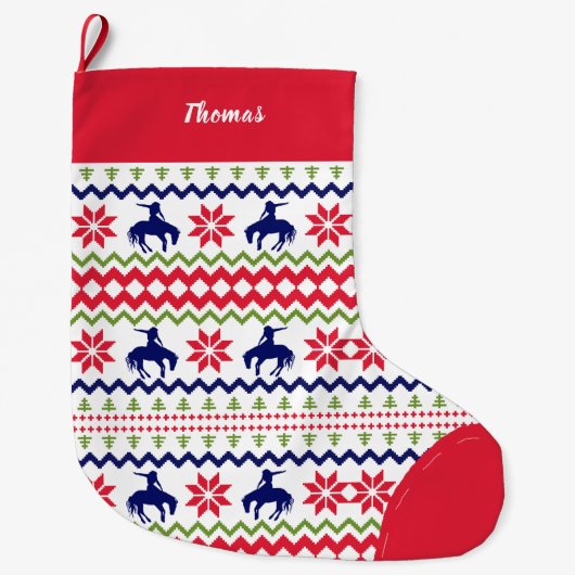 Nordic Style Rodeo Cowboy Pattern Christmas Grote Kerstsok (Voorkant)