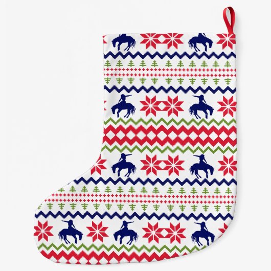 Nordic Style Rodeo Cowboy Pattern Christmas Grote Kerstsok (Achterkant)