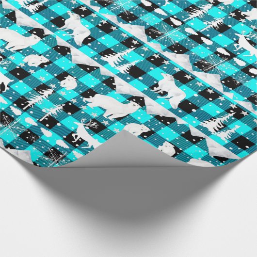 Nordic Sweater Aqua Buffalo Pond Winter Animals Cadeaupapier (Hoek)