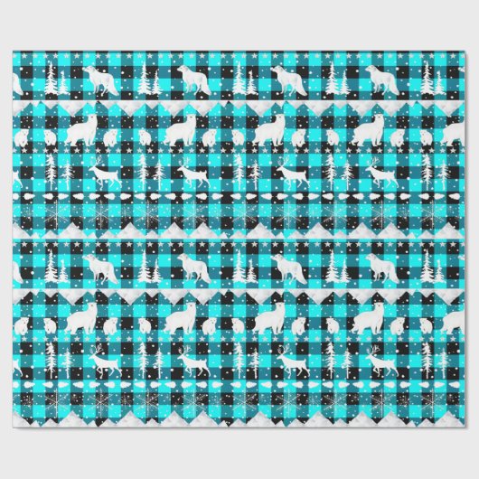 Nordic Sweater Aqua Buffalo Pond Winter Animals Cadeaupapier (Vlak)