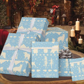 Nordic Sweater beige Winter Animals Blue Sky Cadeaupapier