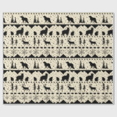 Nordic Sweater Black Winter Animals beige Cadeaupapier (Vlak)