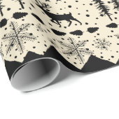 Nordic Sweater Black Winter Animals beige Cadeaupapier (Rol Hoek)