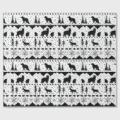 Nordic Sweater Black Winter Animals White Cadeaupapier (Vlak)