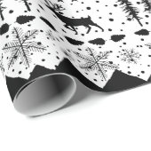 Nordic Sweater Black Winter Animals White Cadeaupapier (Rol Hoek)