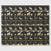 Nordic Sweater Gold Winter Animals Black Cadeaupapier (Vlak)