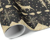 Nordic Sweater Gold Winter Animals Black Cadeaupapier (Rol Hoek)