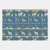 Nordic Sweater Gold Winter Animals Blue Tones Inpakpapier Vel (Voorkant 2)