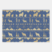 Nordic Sweater Gold Winter Animals Blue Tones Inpakpapier Vel (Voorkant 3)