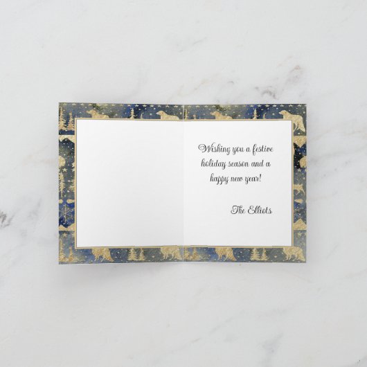 Nordic Sweater Gold Winter Animals Evk Dusk Feestdagen Kaart (Binnen)