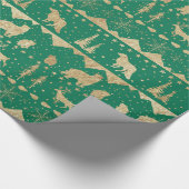 Nordic Sweater Gold Winter Animals Forest Green Cadeaupapier (Hoek)